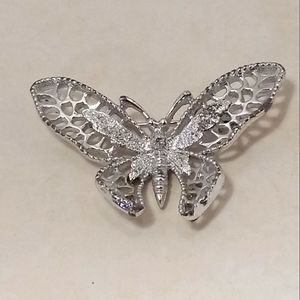 Vintage Signed Sarah Coventry Butterfly Pin Brooch Silvertone "Madame Butterfly"